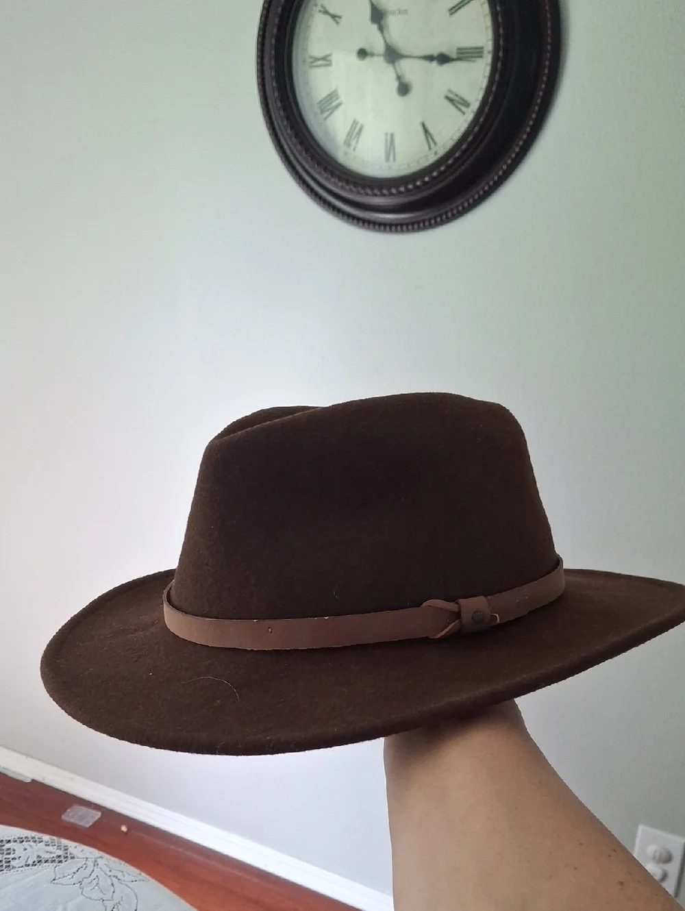 ​Dorfman Pacific Vintage 90s WOOL  Felt Fedora Hat Outback Wide Brim Brown S/M